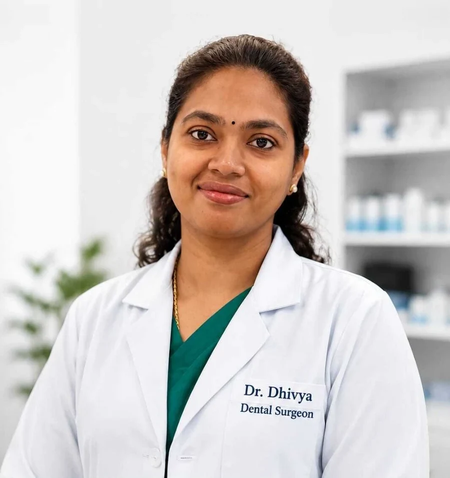 Dr. Dhivya, Dental Surgeon and founder of Shakshi Dental Care
